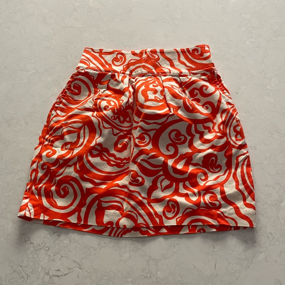 Vibrant Orange Patterned Skirt